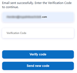 Reset Password screen showing Verification Code input and Verify Code button