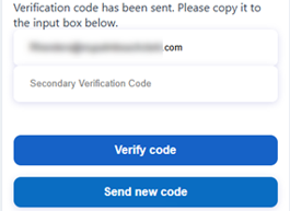 Email MFA screen showing Secondary Verification Code input and Verify Code button
