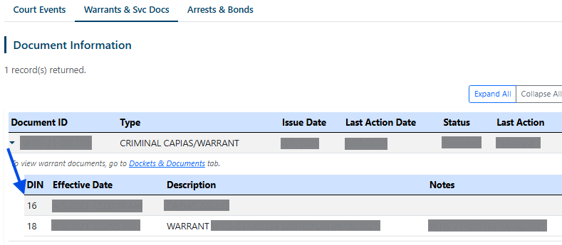 Warrants page